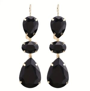 Gold Tone and Black Drop Earrings